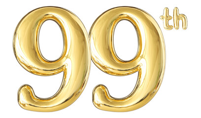 99th Anniversary Gold Number 3D