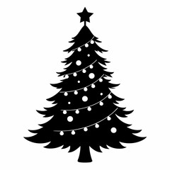 tree, christmas,,Christmas tree black single vector 