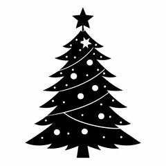 tree, christmas,,Christmas tree black single vector 