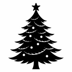 Obraz premium tree, christmas,,Christmas tree black single vector 