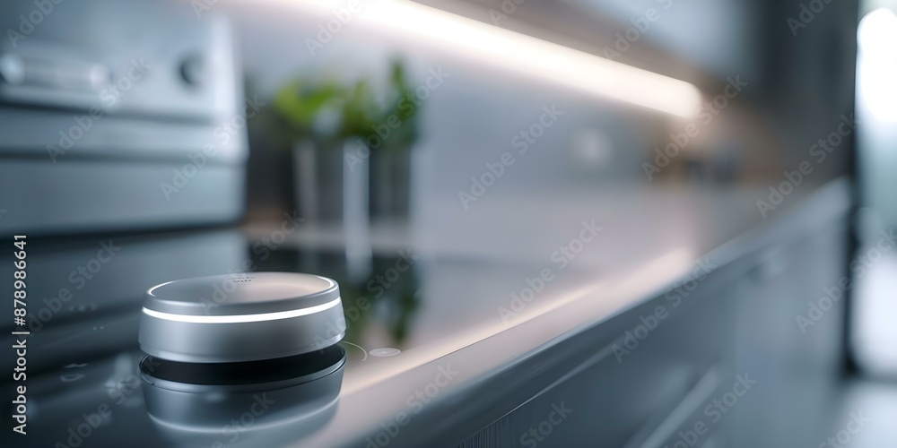 Poster smart device for controlling household appliances. concept smart home automation, remote control dev