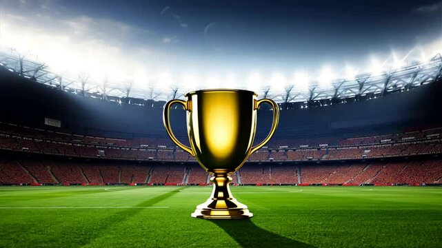 gold trophy cup,Champion trophy on the football field