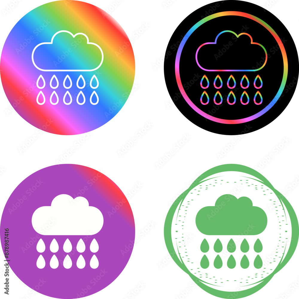 Sticker rain vector icon