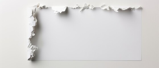 White paper with torn edges artfully arranged on a clean surface, creating a textured, minimalist design background.