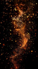 Obraz premium Fire embers particles over black background. Fire sparks background. Abstract dark glitter fire particles lights 