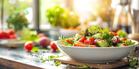 Tranquil environment highlighting balanced meals for mindful nutritious eating and health. Concept Balanced Meals, Mindful Eating, Health Awareness, Tranquil Environment