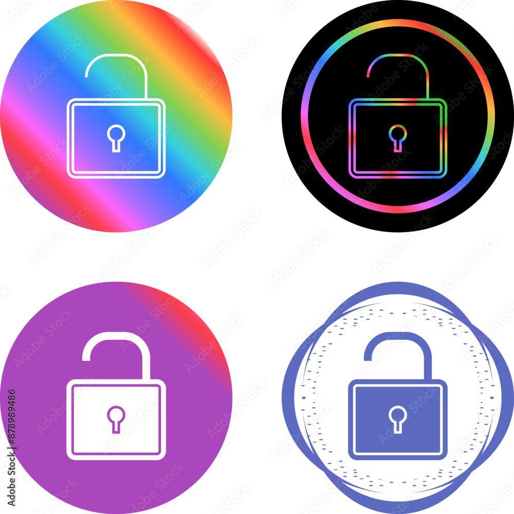 Wall mural open lock vector icon vector icon