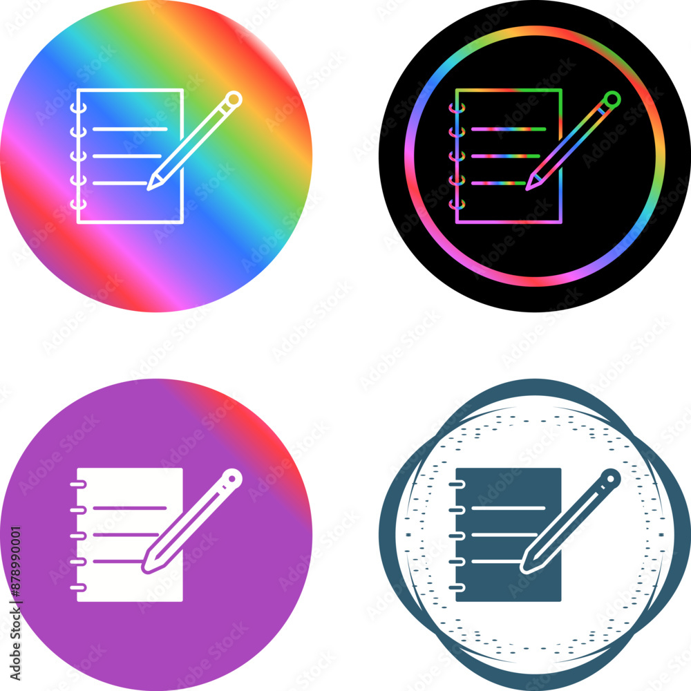 Poster notebook & pen vector icon