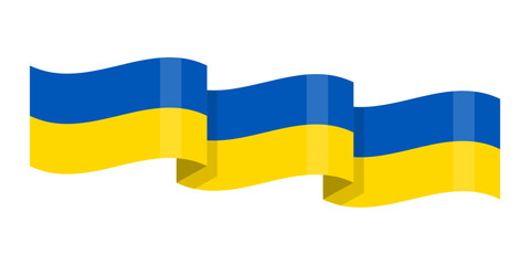 Vector illustration of wavy Ukraine flag on transparent background