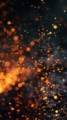 Obraz premium Fire embers particles over black background. Fire sparks background. Abstract dark glitter fire particles lights