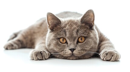 Cute British Shorthair cat on white background