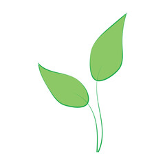 Obraz premium Two leaves in flat style on a white background.Sprout.Vector illustration.