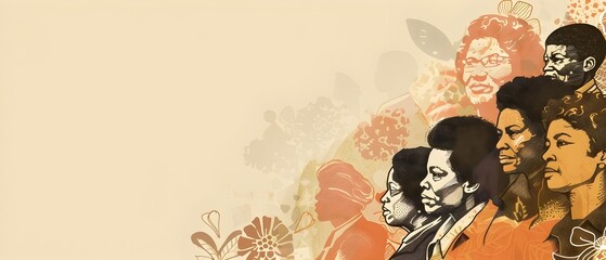 Minimalist Black History Month Doodle Page Print Border Design with Blank Space for Copy