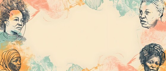 Minimalist Black History Month Doodle Page Print Border Design with Blank Space for Message