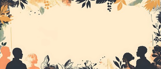 Minimalist Black History Month Doodle Page Print Border Design with Blank Space for Mock Up Message