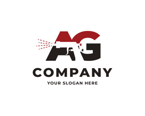 Modern stylish initial letter A G AG spray combined logo design template illustration inspiration