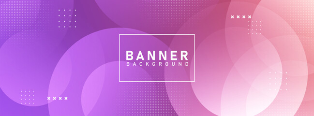 Banner background. Colorful. Purple and pink soft gradations. Circle effect stle. Halftone. Colordul. Memphis. Eps 10