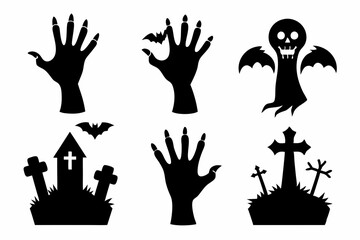 
Set of Zombie hands black silhouette. Spooky zombie hands silhouette vector collection of Halloween, Zombie hands silhouette

