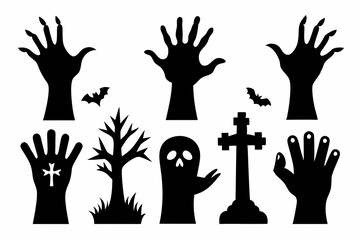 
Set of Zombie hands black silhouette. Spooky zombie hands silhouette vector collection of Halloween, Zombie hands silhouette
