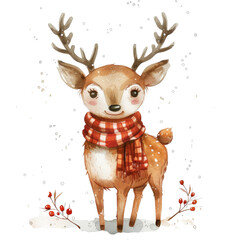 Festive cartoon reindeer with a bright red nose, perfect for a cute Christmas card