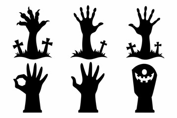 
Set of Zombie hands black silhouette. Spooky zombie hands silhouette vector collection of Halloween, Zombie hands silhouette
