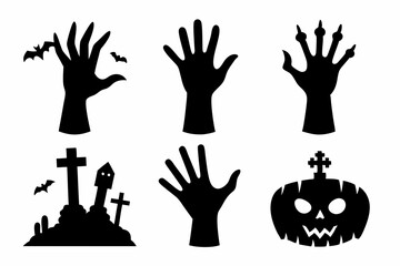 
Set of Zombie hands black silhouette. Spooky zombie hands silhouette vector collection of Halloween, Zombie hands silhouette
