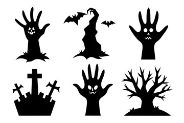 
Set of Zombie hands black silhouette. Spooky zombie hands silhouette vector collection of Halloween, Zombie hands silhouette
