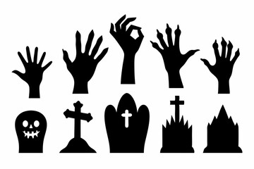 
Set of Zombie hands black silhouette. Spooky zombie hands silhouette vector collection of Halloween, Zombie hands silhouette
