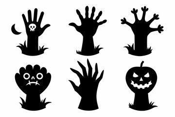 
Set of Zombie hands black silhouette. Spooky zombie hands silhouette vector collection of Halloween, Zombie hands silhouette
