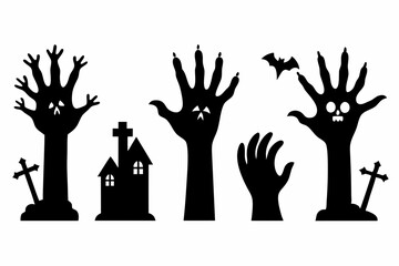 
Set of Zombie hands black silhouette. Spooky zombie hands silhouette vector collection of Halloween, Zombie hands silhouette

