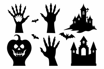 
Set of Zombie hands black silhouette. Spooky zombie hands silhouette vector collection of Halloween, Zombie hands silhouette
