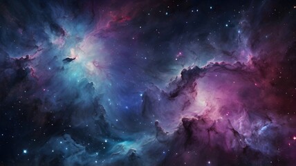Cosmic Nebula Abstract Background with Deep Blues, Purples, and Pinks

