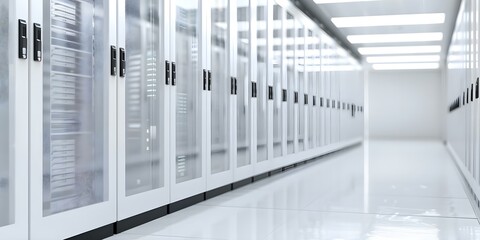 State-of-the-Art Data Center Infrastructure Server Racks, Cooling Systems, and Backup Power. Concept Data Center Infrastructure, Server Racks, Cooling Systems, Backup Power