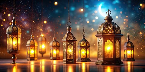 Obraz premium Islamic festival Ramadan Kareem decoration lantern background, Ramadan, Kareem, Islamic, Festival, Lantern, Decoration