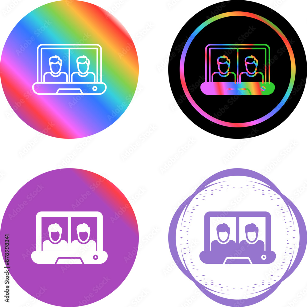 Sticker online class vector icon