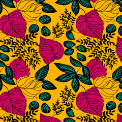seamless pattern with autumn leaves