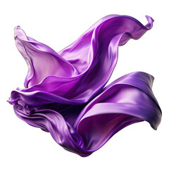 Obraz premium Floating violet silk fabric isolated on transparent background