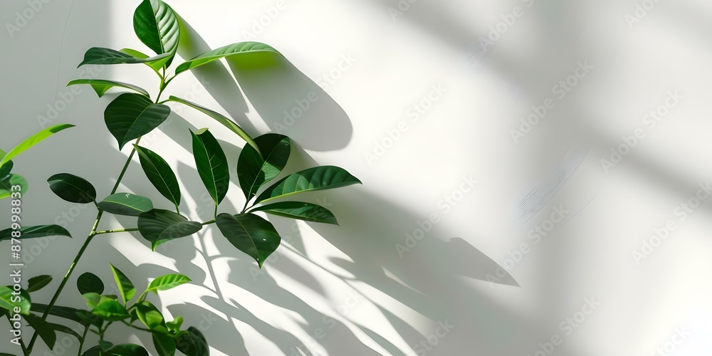 Aufkleber creating a studio mockup with natural leaves shadow overlay for product display design. concept stud