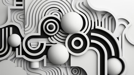 Geometric Op-Art Pulsating Design with Overlapping Circles and Squares