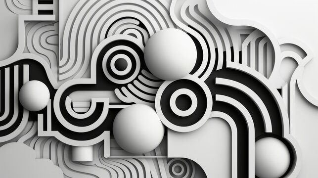 Geometric Op-Art Pulsating Design with Overlapping Circles and Squares