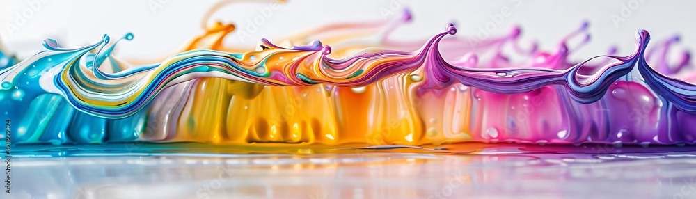 Poster vibrant multicolor paint swirl creates abstract and dynamic art pattern. perfect for creative design