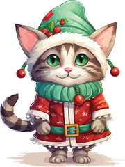 Cute Green Cat Christmas Sublimation 