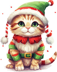 Cute Green Cat Christmas Sublimation 