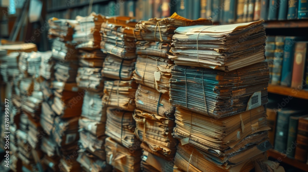 Poster a stack of documents with varying heights, showing multiple files.