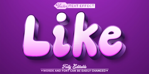 Cartoon Cute Pink Like Vector Editable Text Effect Template