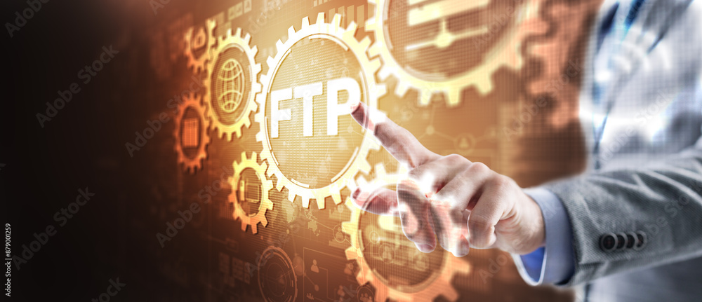 Poster update 2024 ftp. new file transfer protocol. internet and communication technology concept