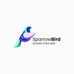 Vector Logo Illustration Sparrow Gradient Colorful Style