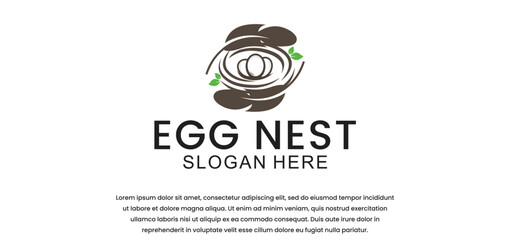 egg in bird's nest logo, with simple and elegant style premium vector