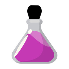 Potion Bottle with Alchemy Elixir. Cartoon Vector Illustration.