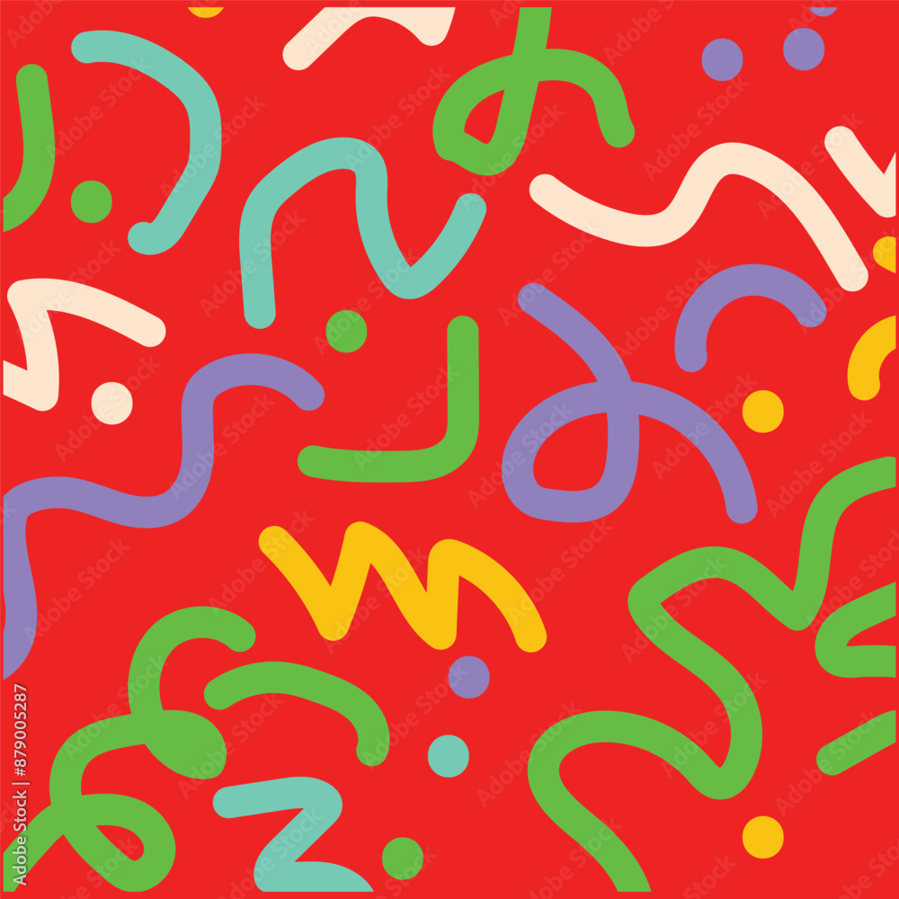 Aufkleber set of fun colorful line doodle seamless pattern. creative abstract art background collection for ch